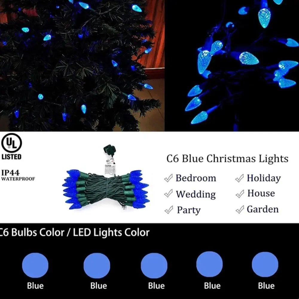 String of 60 Blue LED Strawberry Lights